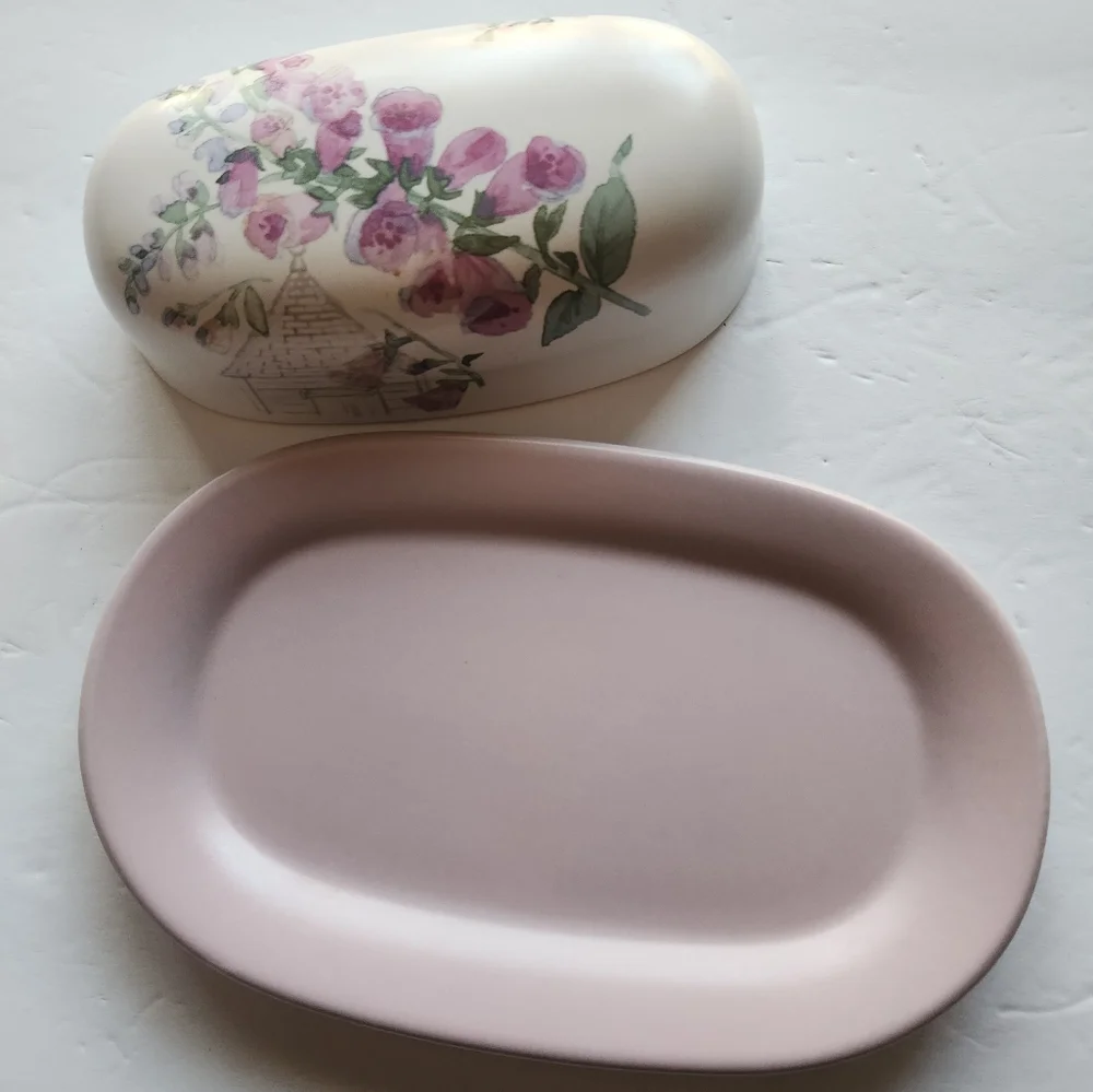 Vintage Pfaltzgraff Stoneware Cape May Lavender Purple Foxglove Butter D…